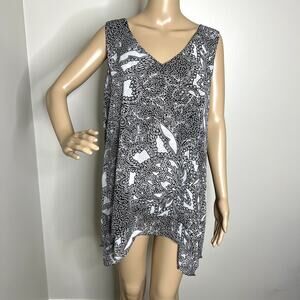 Worthington Patterned V Neck Peasant Sleeveless Top